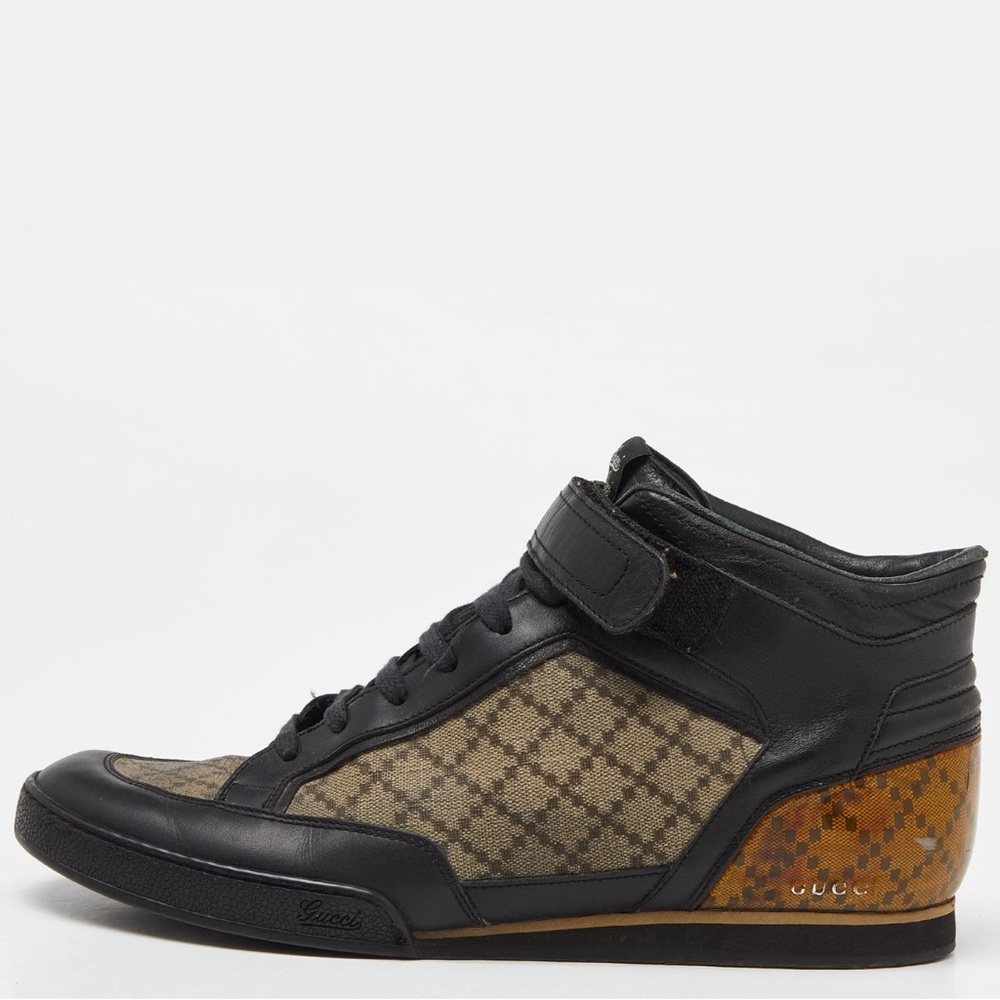 Gucci Men's Black and Brown High-Top Sneakers